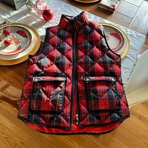 J. Crew plaid holiday vest coat